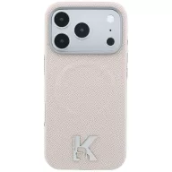  Karl Lagerfeld Grained Embossed Ring & Kameo Logo Apple iPhone 18 Pro / 17 Pro tok, MagSafe, bézs-ezüst