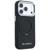   Karl Lagerfeld Ring Stand 360 Saffiano Classic Logo Apple iPhone 18 Pro / iPhone 17 Pro tok kitámasztóval, MagSafe, fekete-ezüst