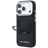   Karl Lagerfeld Ring Stand 360 Saffiano Classic Logo Apple iPhone 18 Pro Max / iPhone 17 Pro Max tok kitámasztóval, MagSafe, fekete-ezüst