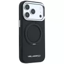 Karl Lagerfeld Ring Stand 360 Saffiano Classic Logo Apple iPhone 18 Pro Max / iPhone 17 Pro Max tok kitámasztóval, MagSafe, fekete-ezüst