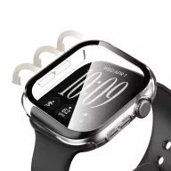   Tech-Protect Defense Apple Watch 12 46mm tok, kijelzővédő felülettel, fekete-átlátszó (2db)