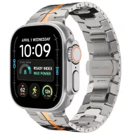   Tech-Protect Stainless Apple Watch 8 / 9 / 10 / 11 / 12 / SE / Ultra (44/45/46/49mm) szíj, fém, ezüst-narancs