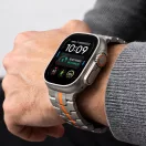 Tech-Protect Stainless Apple Watch 8 / 9 / 10 / 11 / 12 / SE / Ultra (44/45/46/49mm) szíj, fém, ezüst-narancs