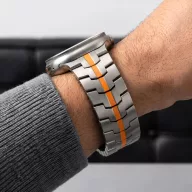   Tech-Protect Stainless Apple Watch 8 / 9 / 10 / 11 / 12 / SE / Ultra (44/45/46/49mm) szíj, fém, ezüst-narancs