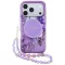 Guess IML Flowers Pearl Strap Apple iPhone 18 Pro Max / 17 Pro Max tok karpánttal, MagSafe, virágminta, lila