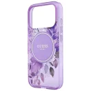 Guess IML Flowers Pearl Strap Apple iPhone 18 Pro Max / 17 Pro Max tok karpánttal, MagSafe, virágminta, lila