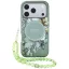 Guess IML Flowers Pearl Strap Apple iPhone 18 Pro Max / 17 Pro Max tok karpánttal, MagSafe, virágminta, zöld