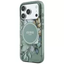 Guess IML Flowers Pearl Strap Apple iPhone 18 Pro Max / 17 Pro Max tok karpánttal, MagSafe, virágminta, zöld