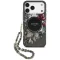 Guess IML Flowers Pearl Strap Apple iPhone 18 Pro Max / 17 Pro Max tok karpánttal, MagSafe, virágminta, fekete