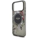 Guess IML Flowers Pearl Strap Apple iPhone 18 Pro Max / 17 Pro Max tok karpánttal, MagSafe, virágminta, fekete