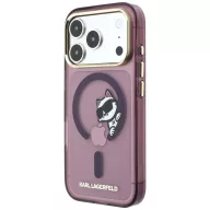   Karl Lagerfeld Peekaboo Logo Apple iPhone 18 Pro / 17 Pro tok, MagSafe, macska minta, burgundi
