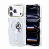   Karl Lagerfeld IML Choupette Peekaboo Logo Apple iPhone 18 Pro / 17 Pro tok, MagSafe, macska minta, átlátszó-arany
