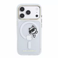   Karl Lagerfeld IML Choupette Peekaboo Logo Apple iPhone 18 Pro / 17 Pro tok, MagSafe, macska minta, átlátszó-arany