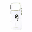 Karl Lagerfeld IML Choupette Peekaboo Logo Apple iPhone 18 Pro / 17 Pro tok, MagSafe, macska minta, átlátszó-arany