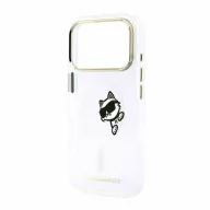   Karl Lagerfeld IML Choupette Peekaboo Logo Apple iPhone 18 Pro / 17 Pro tok, MagSafe, macska minta, átlátszó-arany