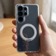   Xiaomi Redmi 17 / Poco C95 Pro tok gyűrűs kitámasztóval, MagSafe, átlátszó-fehér