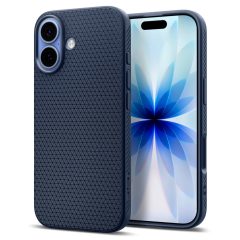   Apple iPhone 17, Szilikon tok, Spigen Liquid Air, háromszög minta, sötétkék