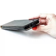   Apple iPhone 15 Plus, Forcell lenyitható bőrtok, Slim Flexi, felfelé nyíló - kinyitható, fekete