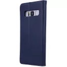 Apple iPhone 15 Pro Max, Oldalra nyíló tok, valódi bőrtok, stand, Smart Pro, sötétkék