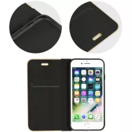   Apple iPhone 15, Oldalra nyíló tok, stand, Luna Book, fekete