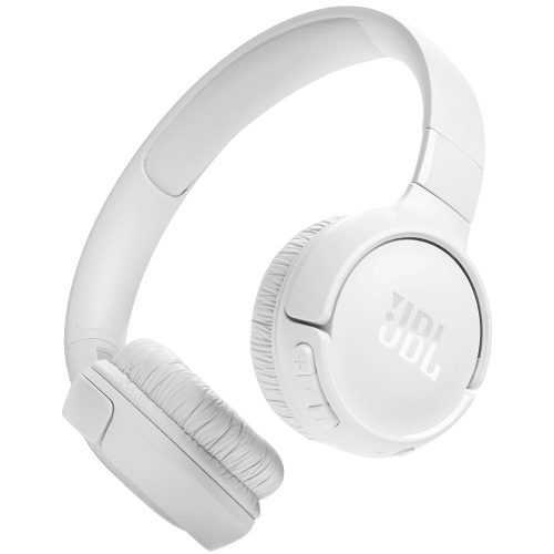 Bluetooth sztereó fejhallgató, v5.3, Multipoint, mikrofon, funkció gomb, hangerő szabályzó, összecsukható, teleszkópos fejpánt, JBL Tune 520BT, fehér