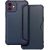 Apple iPhone 15 Pro Max, Oldalra nyíló tok, légpárnás sarok, bőrhatású, karbon minta, Razor Book, kék
