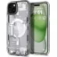 Apple iPhone 15 Plus, Műanyag hátlap védőtok + szilikon keret, Magsafe töltővel kompatibilis, iPhone belső minta, Spigen Ultra Hybrid Zero One Mag, átlátszó/fehér