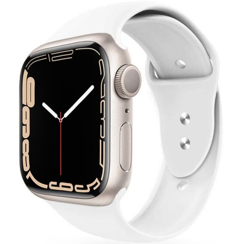 Apple Watch 4-6, SE, SE (2022) (42 / 44 mm) / Watch 7-9 (45 mm) / Watch Ultra 1-2 (49 mm), szilikon pótszíj, állítható, két lyukas rögzítés, TP IconBand, fehér