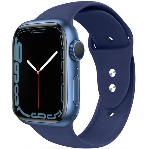 Apple Watch 4-6, SE, SE (2022) (38 / 40 mm) / Watch 7-9 (41 mm), szilikon pótszíj, állítható, két lyukas rögzítés, TP IconBand, sötétkék