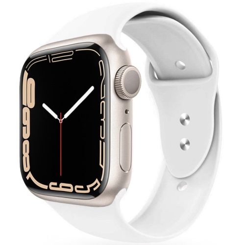 Apple Watch 4-6, SE, SE (2022) (38 / 40 mm) / Watch 7-9 (41 mm), szilikon pótszíj, állítható, két lyukas rögzítés, TP IconBand, fehér