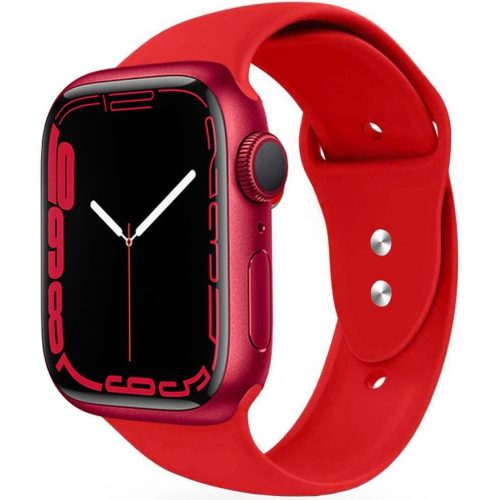 Apple Watch 4-6, SE, SE (2022) (38 / 40 mm) / Watch 7-9 (41 mm), szilikon pótszíj, állítható, két lyukas rögzítés, TP IconBand, piros