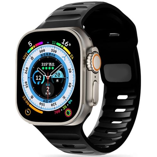 Apple Watch 4-6, SE, SE (2022) (42 / 44 mm) / Watch 7-9 (45 mm) / Watch Ultra 1-2 (49 mm), szilikon pótszíj, állítható, TP IconBand Line, fekete