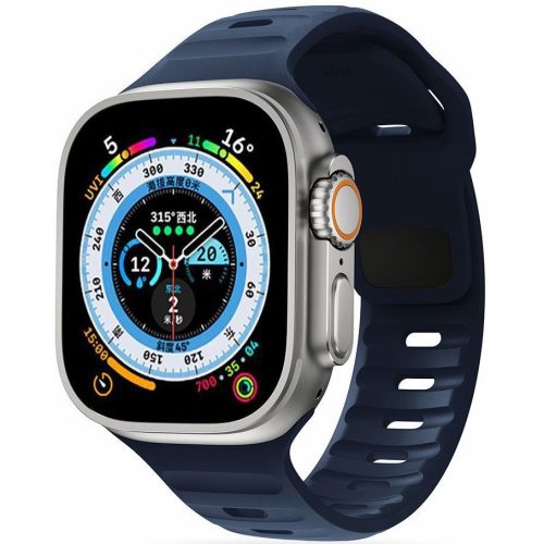 Apple Watch 4-6, SE, SE (2022) (38 / 40 mm) / Watch 7-9 (41 mm), szilikon pótszíj, állítható, TP IconBand Line, sötétkék