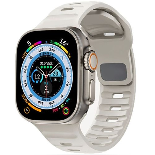 Apple Watch 4-6, SE, SE (2022) (38 / 40 mm) / Watch 7-9 (41 mm), szilikon pótszíj, állítható, TP IconBand Line, szürke