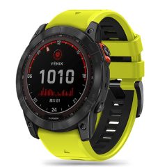   Garmin Fenix 3 / 3 HR / 5X / 5X Plus / 6X / 6X Pro / 7X, szilikon pótszíj, állítható, kétszínű, TP IconBand Pro, lime/fekete