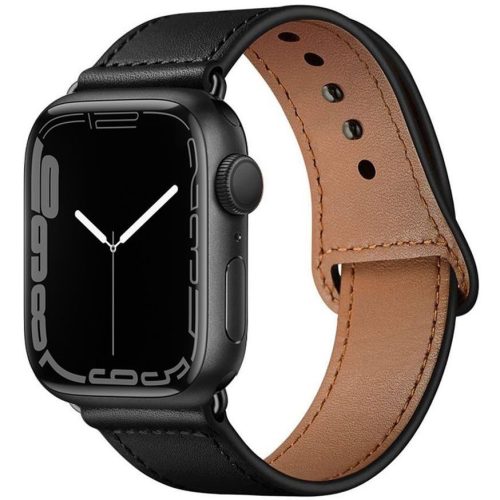 Apple Watch 4-6, SE, SE (2022) (42 / 44 mm) / Watch 7-9 (45 mm) / Watch Ultra 1-2 (49 mm), bőr pótszíj, állítható, TP LeatherFit, fekete