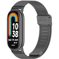   Xiaomi Mi Smart Band 8 / 9, fém pótszíj, milánói stílus, TP MilaneseBand, fekete