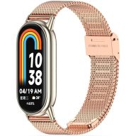   Xiaomi Mi Smart Band 8 / 9, fém pótszíj, milánói stílus, TP MilaneseBand, vörösarany
