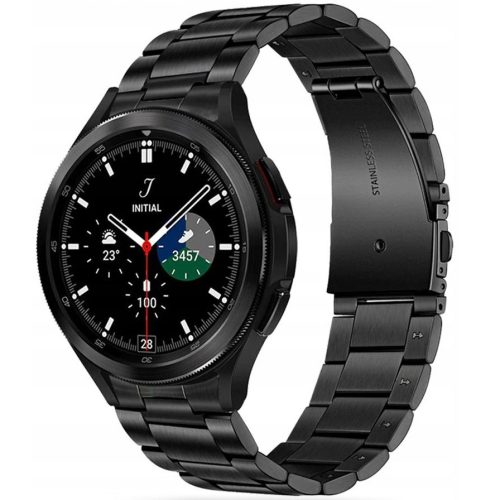 Samsung Galaxy Watch 4 / 5 / 5 Pro / 6 (40 / 44 / 45mm) / Watch 4 Classic / 6 Classic (42 / 43 / 46mm), fém pótszíj, TP Stainless, fekete