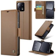   Xiaomi 14T, Oldalra nyíló tok, stand, kártyatartóval, RFID technológiával, Wooze CaseME, barna