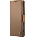 Xiaomi 14T Pro, Oldalra nyíló tok, stand, kártyatartóval, RFID technológiával, Wooze CaseME, barna