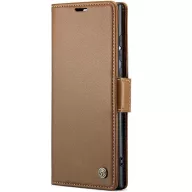   Xiaomi Redmi 13 4G / Note 13R / Poco M6 4G, Oldalra nyíló tok, stand, kártyatartóval, RFID technológiával, Wooze CaseME, barna