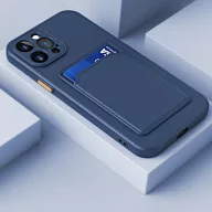   Xiaomi Redmi Note 14 Pro 5G (Global) / Poco X7, Szilikon tok, kártyatartóval, Wooze Card Slot, sötétkék