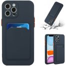 Xiaomi Redmi Note 14 Pro Plus 5G (Global), Szilikon tok, kártyatartóval, Wooze Card Slot, sötétkék