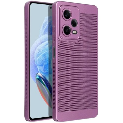 Xiaomi Redmi Note 14 4G (Global), Műanyag hátlap védőtok, légáteresztő, lyukacsos minta, Breezy, lila