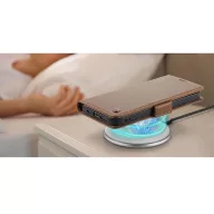   Apple iPhone 16e / 17e, Oldalra nyíló tok, stand, kártyatartóval, RFID technológiával, Wooze CaseME, barna