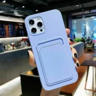   Apple iPhone 16e / 17e, Szilikon tok, kártyatartóval, Wooze Card Slot, lila