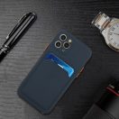 Apple iPhone 16e / 17e, Szilikon tok, kártyatartóval, Wooze Card Slot, sötétkék