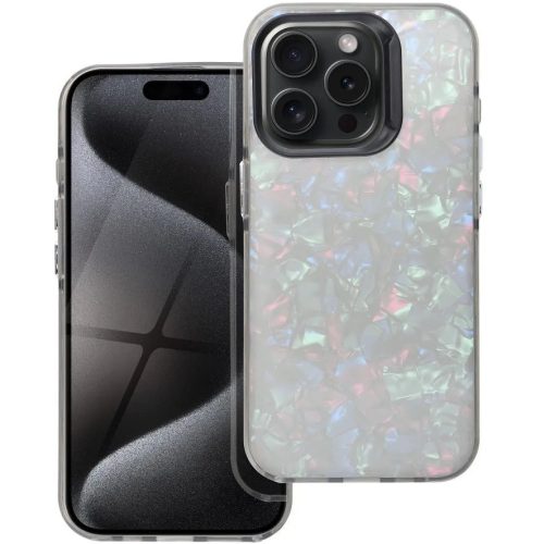 Apple iPhone 16e, Műanyag hátlap védőtok + szilikon keret, kristály minta, Tutti-Frutti Case, fekete/ezüst