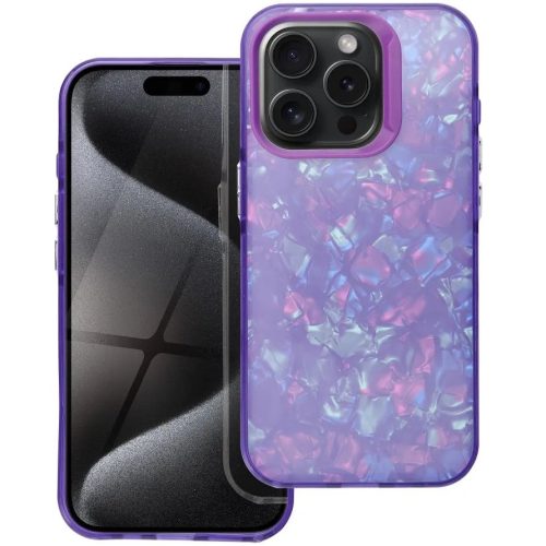 Apple iPhone 16e, Műanyag hátlap védőtok + szilikon keret, kristály minta, Tutti-Frutti Case, lila